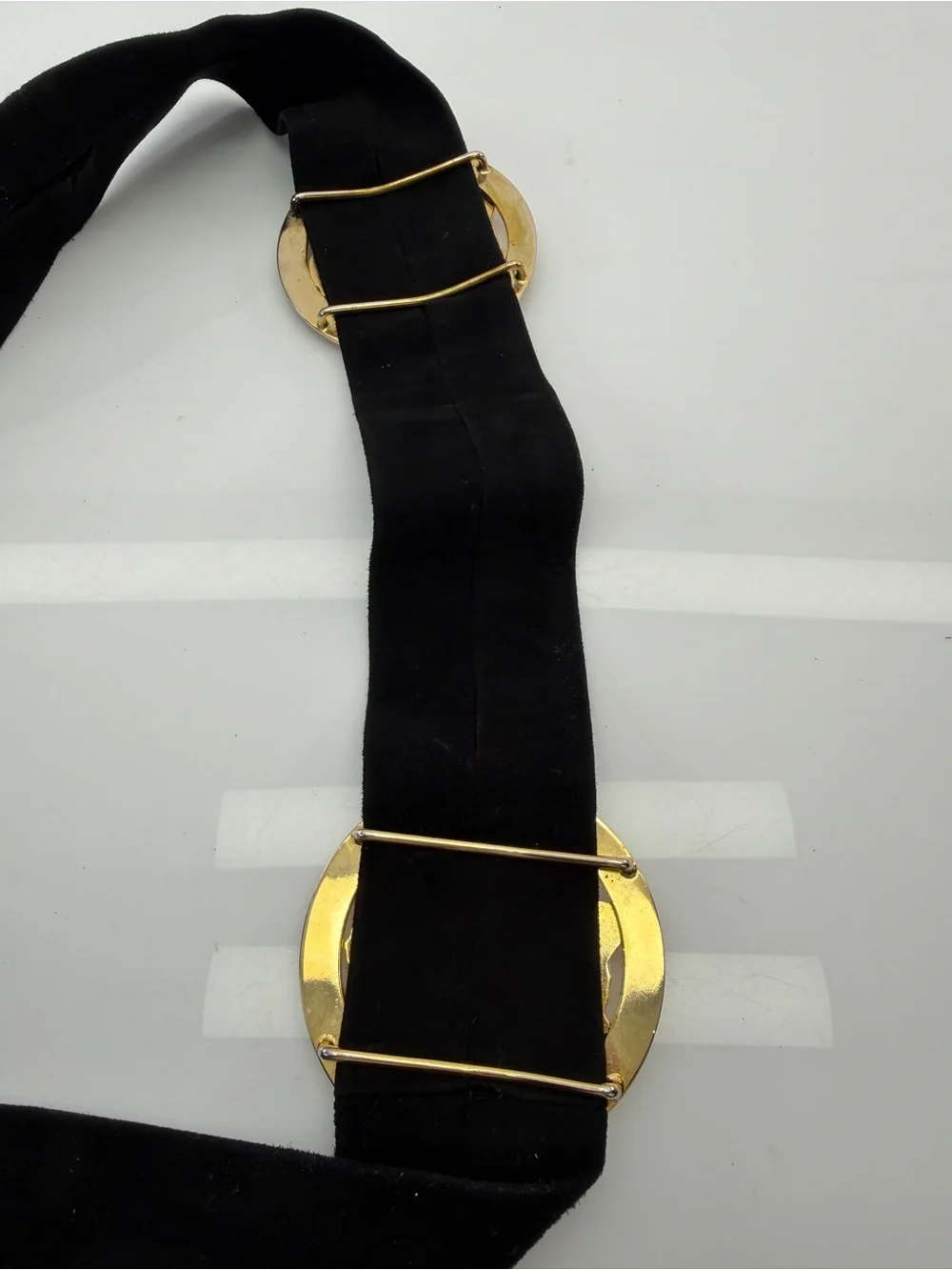 Gianni Versace 90s RARE Medusa Medallion Black Velvet Belt Tie Gianni Versace 90s RARE Medusa Medallion Black Velvet Belt  main image 3